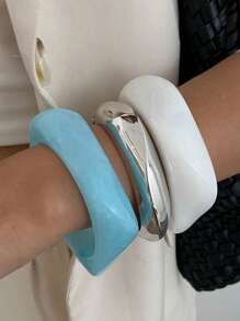 1 Piece Of Bohemian Style Fresh And Fashionable Geometric Asymmetrical Wide Resin Cuff Bracelet Gorgeous Light Luxury Daily Holiday Party Ladies Versatile Jewelry Bracelet Gift