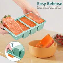 Silicone Freezer Tray For Sauce Cube: Silicone Freezing Tray For Soup Storage - Freeze 250mL 125mL Souped Broth Portion - Army Green - View 2