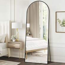 LadyNow Full Length Mirror, Arched 59"X18" /64"X21"Floor Mirror With Nano Glass, Large Body Mirrors With Stand For Bedroom, Hanging Mounted For Living Room - 黑色 - 查看 5