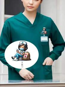 1 Nurse Themed Retractable ID Badge Scroll, Acrylic (PMMA) Material, Essentials For Nurses, Doctors, RN & LPN, Office Work Accessories, Gifts For Friends & Colleagues