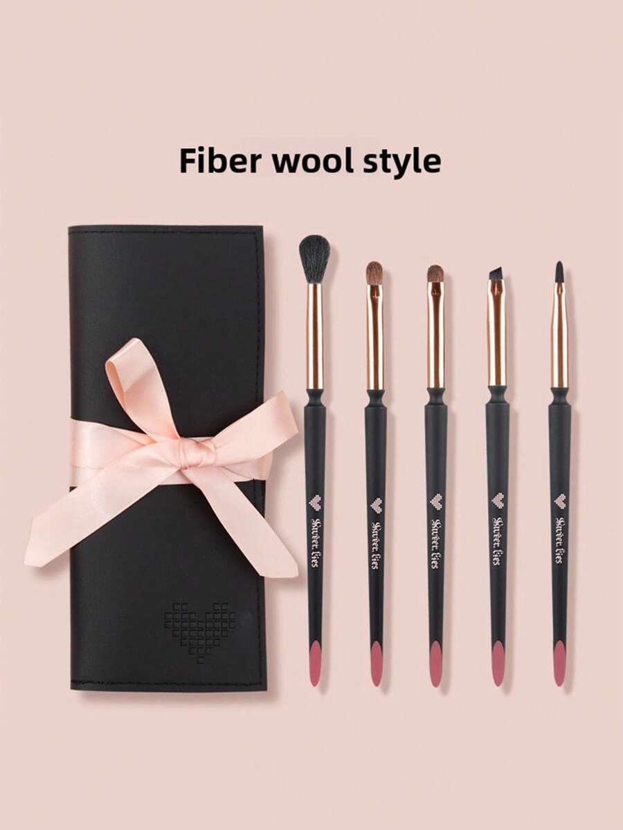 Bộ 5 cọ trang điểm sợi tổng hợp, bộ cọ tán phấn mắt di động, dụng cụ trang điểm - Nhiều màu - Xem 1