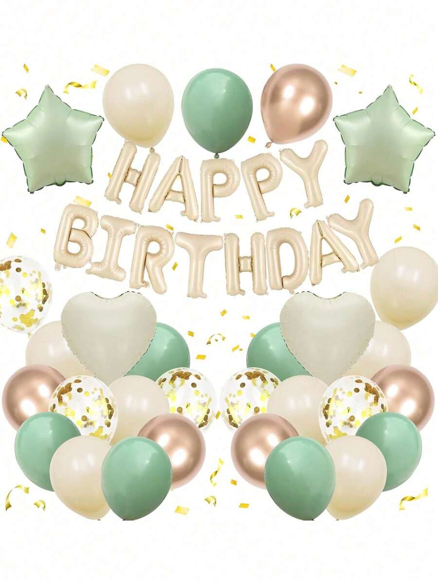 鼠尾草绿生日装饰男女皆宜。鼠尾草绿、米色和金色气球是婴儿生日派对、婴儿主题派对和迎婴派对的完美之选。