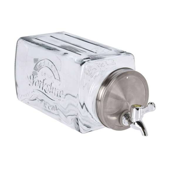 Well Home Well Home Dispensador de Bebidas de Vidrio con Grifo y Tapa de Acero Inoxidable