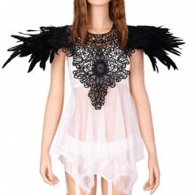 Festliches Federschal-Top, Schal-Cape, Accessoires zum Anziehen Federn-Körpergeschirr für Frauen Tops Cape Schal Schulterschal Punk Gothic Rave Dance Festival Kragen mit Manschetten Schulter Abzeichen Anziehsachen Künstliche Federn
