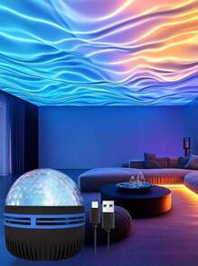 1pc Aurora Night Light - Northern Lights Projector With Remote Control - Room LED Lamp, Mini Night Light Projector Ambience Lighting For Bedroom/Ceiling/Party Decor - Multi-color light - View 7