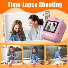 Cámara instantánea para niños, cámara digital con doble lente 1080P para niños con papel para imprimir, cámara digital de video selfie para niños pequeños, regalo de Navidad y cumpleaños para niños y niñas de 6+ años