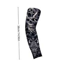 2pcs Sun Protection Sleeve Covers For Men, Thin Tattoo Arm Sleeves, Sun-Shading Sleeve, Cool Cycling Sleeves For Summer Fake Tattoo Arm Warmers Autumn Outfits Halloween Costumes Black Arm Sleeve Gifts For Men