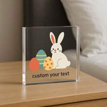 1pc Acrylic Ornaments Happy Easter Clear Acrylic Keepsake, Customizable Easter Gift With Text Option, Spring Egg Festival Desk Decor