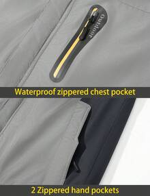 KEFITEVD Men's Mountaineering Ski Jacket Casual Warm Winter Jacket Outdoor Sports Jacket Wind And Waterproof Fleece Lined Jacket Multifunctional Jacket With Full Zipper And Detachable Hood - 淺灰色 - 查看 7