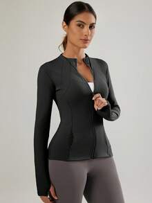 VUTRU Women's Long Sleeve Jacket With Thumb Holes, 2 Pockets, Running Workout Activewear Top