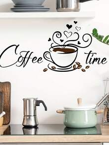 1 件别致咖啡杯墙贴 - 自粘式可移除 PVC 贴纸，适用于厨房和客厅装饰