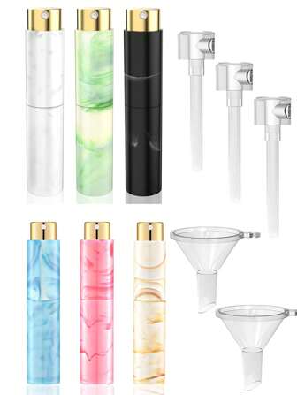 Flacon de parfum rechargeable de 10 ml - Flacon vaporisateur de parfum vide, mini flacon de voyage avec entonnoir, distributeur pour femmes et hommes