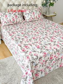 1pc Floral Printed Bed Sheet, Lightweight & Breathable, Soft & Skin-Friendly