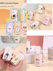 3片/包（随机款式） - 迷你便携湿巾，随时随地保持双手清洁，呵护双手，可爱迷你旅行湿巾，旅行必备 - 彩色 - 查看 13