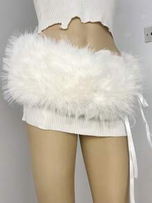 全新纯白色蓬松腰带，仿皮草GOA皮草腰带，羊毛皮草腰带，欧美性感热销款，女士夏季、秋季、秋季、万圣节蓬松腰带 - 彩色 - 查看 6