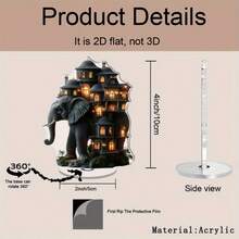 Decoración de escritorio giratoria de acrílico 2D con diseño de casa imaginativa, potencia la creatividad de la oficina, adecuado como regalo perfecto para aniversario corporativo, Halloween, Navidad, amigos, niños, padres