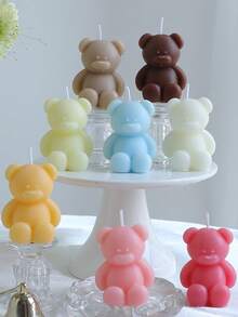 4pcs/2pcs/1pc New Rose Flower Wax Candles (3.93in) / Creative Bear Aroma Candles (2.55in), Smokeless Candles/Gift, Decorations, Gifts, Birthday Candles, Birthday Decoration, Suitable For Home Living Room/Bedroom/Kitchen/Dining Table Candle Decor, Gifts For Women, Father's Day/Birthday/Graduation/Party Holiday Decoration Candles, Easter, Candle, Autumn, Scented Candles, Wedding Decor, Pink Candles, Wedding, Bedroom Decor, Room Decor, Home Decor - Multicolor - View 5