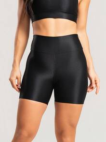 Women's 3-Piece Fitness Kit – Gym Set With Leggings, Shorts And Top In Shiny Ribbed Trilobal Mesh - 黑色 - 查看 5