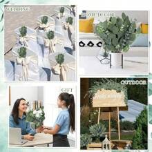 30/60 pièces 4 sortes de tiges de feuilles d'eucalyptus mixtes artificielles, feuilles d'eucalyptus dollar d'argent artificielles, pulvérisation de verdure artificielle fausse pour bouquet de mariage, centres de table, arrangement floral, décoration