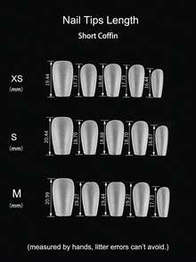 100%纯手工制作的3D立体手工雕刻花卉美甲贴片，裸色和白色可选，10片装，棺材形短款法式美甲贴片，可重复使用，DIY美甲，四季皆宜，日常美甲用品，手工美甲贴片 - 粉色 - 查看 9