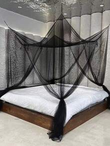 Mosquitera cuadrada, Mosquiteros de cama, Mosquitera transpirable, diseño plegable para dormitorio y viajes al aire libre, fácil de instalar y lavar para camas de tamaño individual a King - Negro - Ver 4