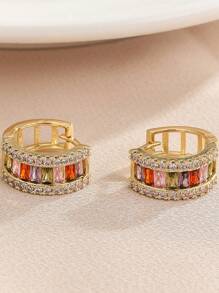 1 par de aretes argolla de zirconia cúbica preciosos para mujeres para boda, compromiso, aniversario, joyería, regalo del Día de San Valentín