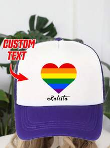 Șapcă de baseball personalizată imprimabilă cu text/nume, 1 buc., cu imprimeu floral al lunii mândriei, pălărie unisex pentru șofer de camion, potrivită pentru petrecere, festival, aniversare