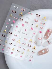 1pc Jelly Cat Paw Nail Art Stickers, Cute Animal Design 3D Nail Decals (Dogs, Cats, Chicks) For Nail Art Decoration, Nail Art Accessories, DIY Nail Design