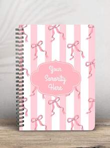 Custom Spiral Coil Notebooks, Personalized Sorority Notebooks, Pink Bow Spiral Notebooks, Life Journal Books, Personalized Text Notebooks, Back-To-School Gifts School Supplies, Back To School