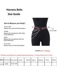 Adjustable Women's Waist Belt With Chest Decor, PU Leather With Metal Chain, Sexy Style Accessories