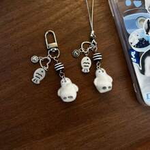 New Design Y2K Style, Cute Black & White Penguin Beaded Flocked Phone Lanyard, Phone Charm, Phone Accessory, Bag Charm, Keychain - Black and White - View 4