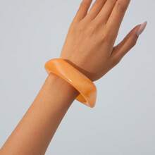 1 pieza Brazalete geométrico exagerado retro, semitraslúcido, de resina de colores para mujeres