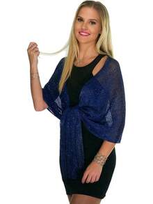 Evening Shawls And Wraps, Metallic Glitter Women's Shawls, Sparkling Wedding Shawl - Xanh nước biển1 - Xem 2