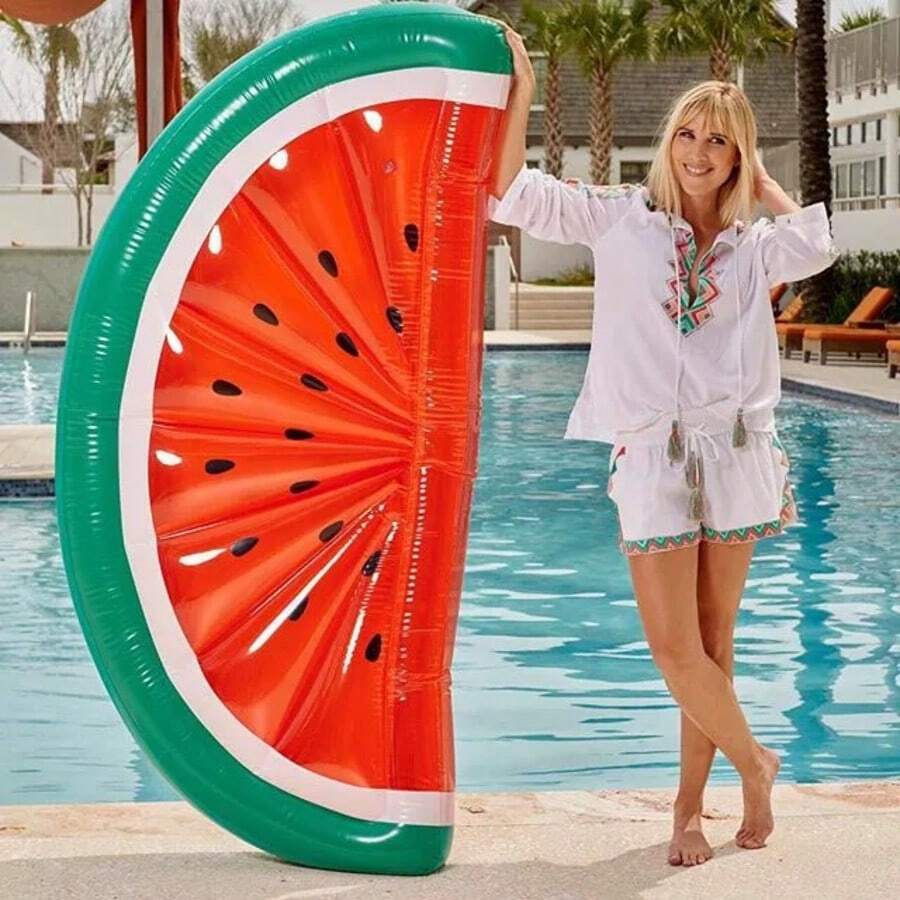 Nadmuchiwany materac w kształcie arbuza, nadmuchiwany materac do basenu/łóżko wodne - Czerwony - Zobacz 1