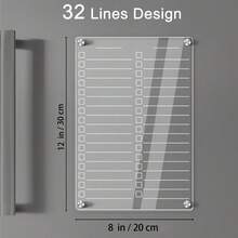亚克力磁性冰箱计划器套装 - 1 块 12 英寸 x 8 英寸透明干擦板，附有待办事项清单和购物清单、3 支湿擦记号笔和橡皮擦 - 带磁性背衬的冰箱白板 - 彩色 - 查看 8