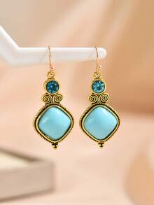 1 Pair Fashionable Creative Vintage Bohemian Style Earrings, Suitable For Women's Daily Wear - Antique Silver - View 8