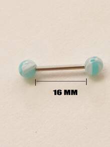 1pc 16mm Dual-Color Acrylic & Titanium Steel Punk Barbell Tongue Ring With Double Round Ball, Unisex Piercing Jewelry