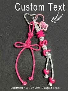 1pc Customized Tassel Bag Charm, Handmade Rope Letter Bead Bag Pendant, Star Bell/Bow, Heart Keychain, Personalized Bag Accessory Gift