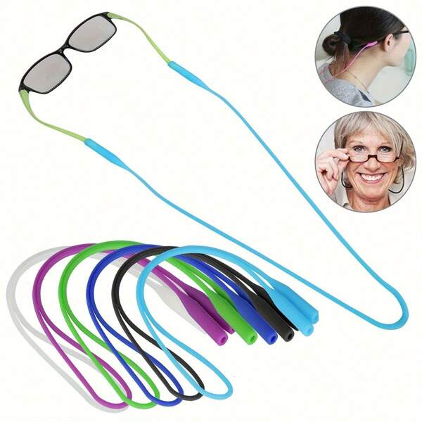 Silicone Eyeglass Cords, Flexible Eyeglasses Retainer Strap, Multi-Color, Anti-Slip Glasses Lanyard Suitable For Sports & Daily Wear - Random Color Packaging