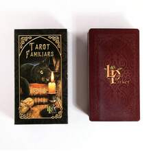 Mysterious Black Cat Tarot Card, Animal Companion - Black Cat, Candle, Ancient Book Elements, Full Of Fantasy And Magic, Beginners, Cat Lovers, Magic Performers Props, Halloween Special Card - Black - View 4