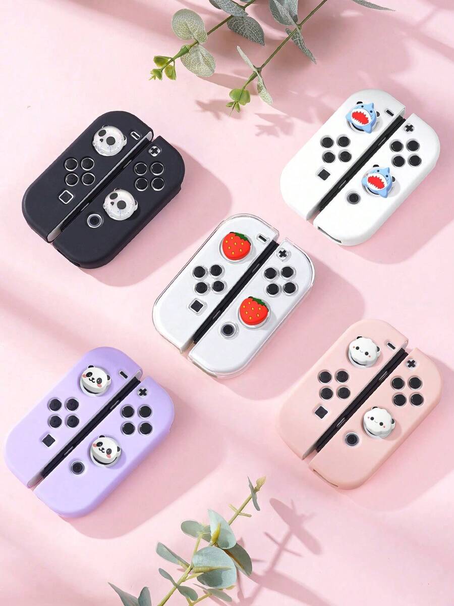1個防滑軟矽膠握把手柄適用於Nintendo Switch/Switch OLED，含2個搖桿帽，相容於Switch/Switch OLED控制器，搖桿帽，遊戲控制器配件，適合情侶、朋友、家人的禮物