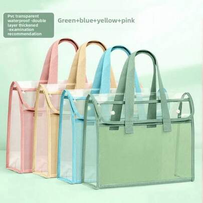 Large Capacity Clear Document File Bag Handheld School Subject Bag For Middle & Primary School Students, College Students, Teachers, Tutoring Class Students, Schools, Classrooms, Examination Rooms, Libraries, Home Study, Training Institutions, Back To School Season, Exam Period, Daily Study, Holiday Homework Organization, After-School Tutoring,Back To School,School Supplies