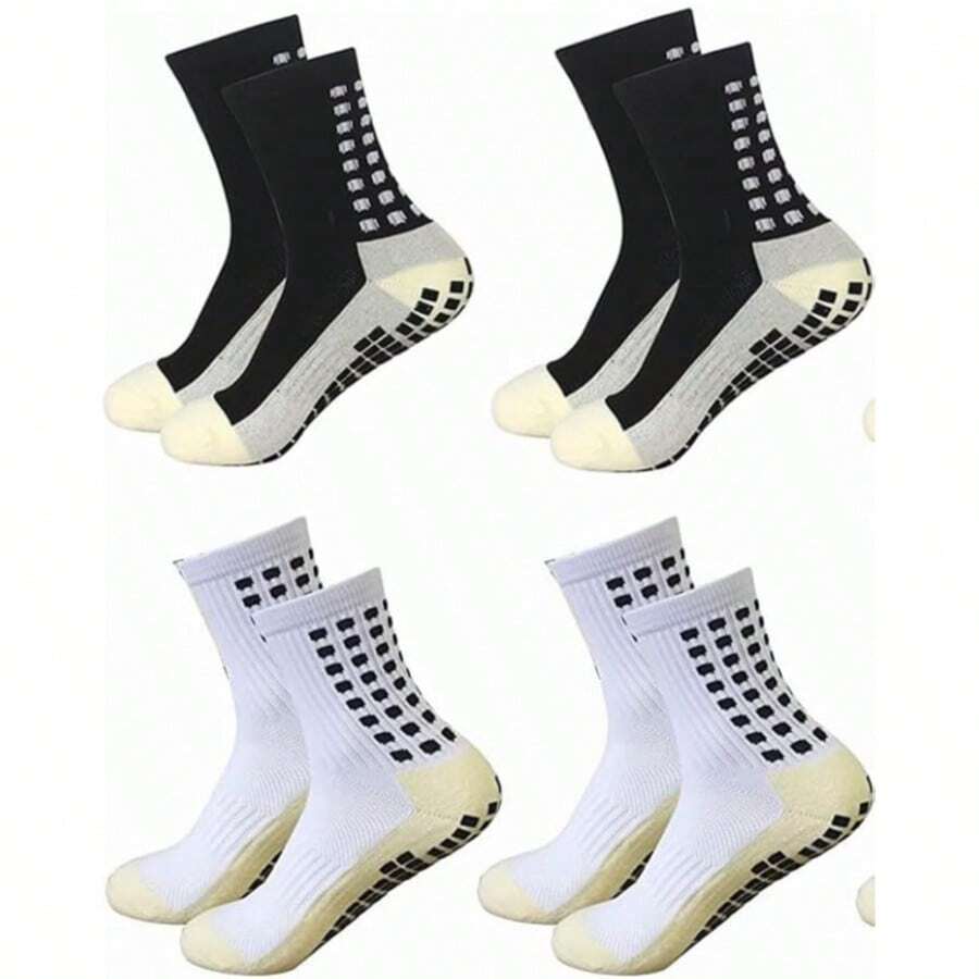 4双装男士足球/篮球袜，防滑加厚，运动抓地力强 - 彩色 - 查看 1