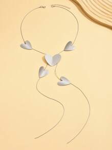 1 pieza Collar elegante y minimalista con cadena con forma de corazón y flecos, adecuado para uso casual, de fiesta o diario de las mujeres