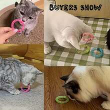 猫咪喜欢玩玩具，甜甜圈形状的猫软管，带铃铛声音，弹簧猫玩具，多种颜色供您选择 - 彩色 - 查看 5