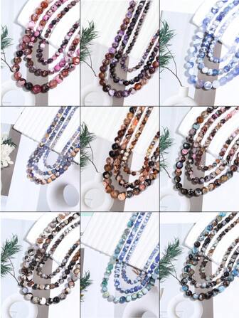 Fire Agate Stone Beads Loose Spacer Beads Decorative Beads For Jewelry Making DIY Bracelet