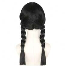 1pc Anime Black Wednesday Wig, Suitable For Christmas, Long Straight Black Synthetic Wig, Suitable For Girls, Carnival/Christmas/Halloween Costume Role-Playing