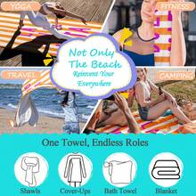 1 pezzo "La Dolce Vita" Asciugamano da spiaggia in stile italiano estivo - Disegno a righe vibrante, super morbido e asciugatura rapida in poliestere per spiaggia, piscina, yoga, viaggio - Perfetto regalo per compleanno, Natale, Ognissanti, accessorio yoga, stile moderno, texture in microfibra