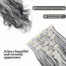 Clip In Extensions 7 PCS Full Head Water Wave Synthetic Clip Piece Wavy Clips Hair Accessories For Women Girls, 16 Clips