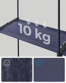 Armoire en Tissu avec Barres à Suspendre, Porte-Manteau, Pliable, pour Chambre, Bureau, 140 x 43 x 174 cm, Vert Olive/Bleu foncé/Violet lavande/Noir/Gris - Bleu azur - Voir 3